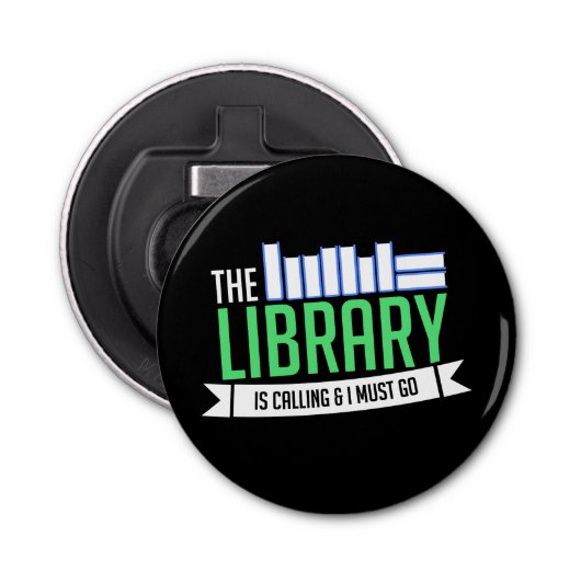 Bibliotheek Boeken Cadeau Button Flesopener (Voorkant)