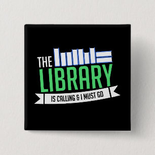 Bibliotheek Boeken Cadeau Vierkante Button 5,1 Cm
