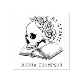 Bibliotheek Boeken Gotische Schedel & Rozen Rubberstempel (Afrduk)