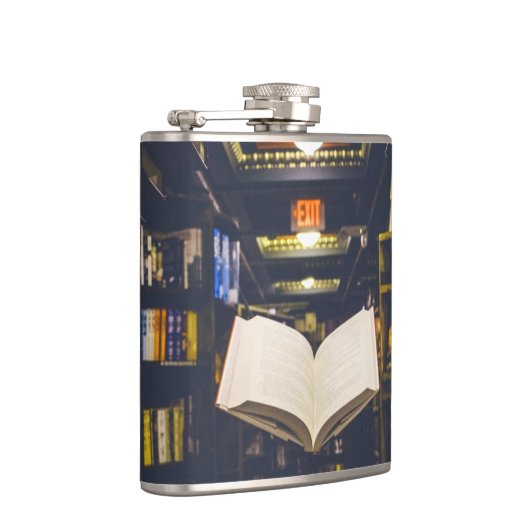 Bibliotheek Boeken Planken Open Boek Lezen Heupfles (Rechts)