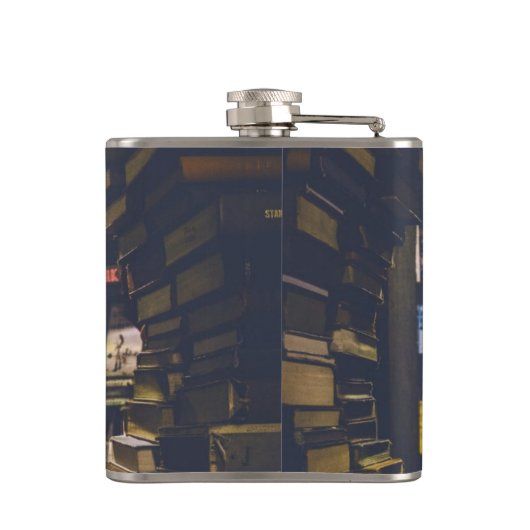 Bibliotheek Boeken Planken Open Boek Lezen Heupfles (Achterkant)