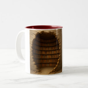 Bibliotheek Boekenplank Mok, Boek Liefhebbers Koff Tweekleurige Koffiemok