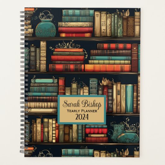 Bibliotheek Boekenrek Aangepaste Jaarlijkse Planne Planner (Voorkant)