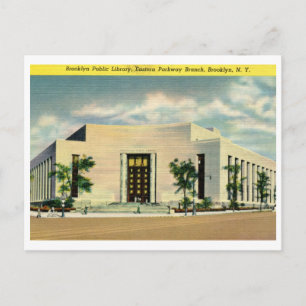 Bibliotheek, Brooklyn, New York Vintage Briefkaart