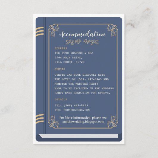 Bibliotheek Bruiloft Accommodatie Boeken Love Stor Informatiekaartje (Voorkant)