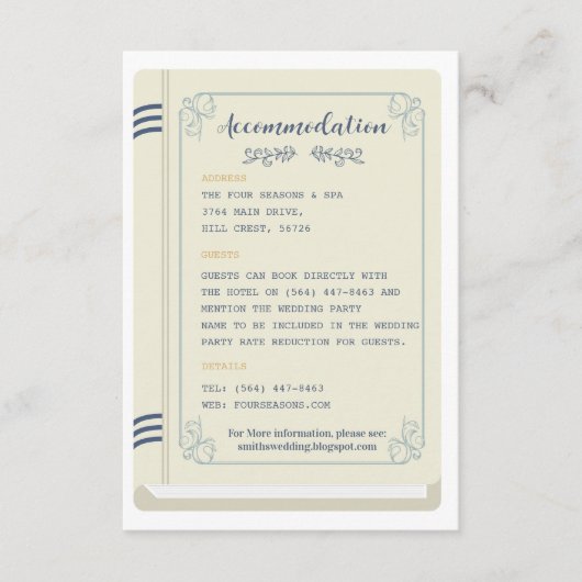 Bibliotheek Bruiloft Accommodatie Boeken Love Stor Informatiekaartje (Voorkant)