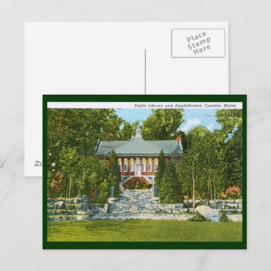 Bibliotheek, Camden, Maine Briefkaart (Voorkant / Achterkant)