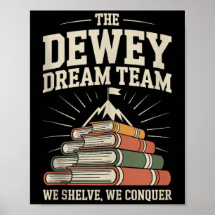 Bibliotheek Dream Team Berg van boeken Grappige Bi Poster