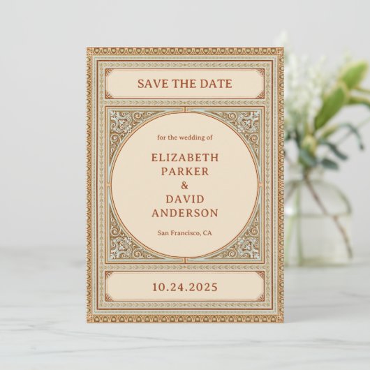 Bibliotheek | Elegant Classic Lijst met foto Save The Date (Staand voorkant)