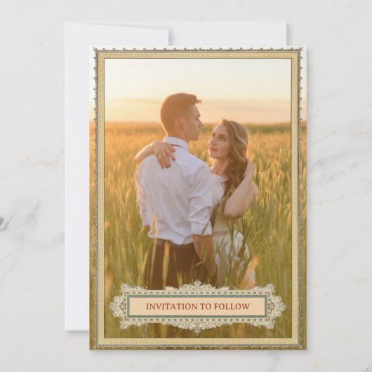 Bibliotheek | Elegant Classic Lijst met foto Save The Date (Achterkant)