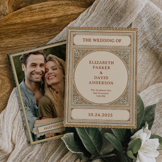 Bibliotheek | Elegant Lijst met foto bruiloft Kaart