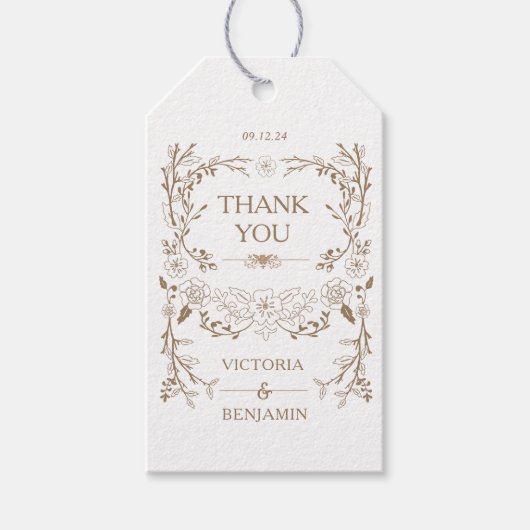  Bibliotheek Elegante Bloemenbruiloft Cadeaulabel (Voorkant)