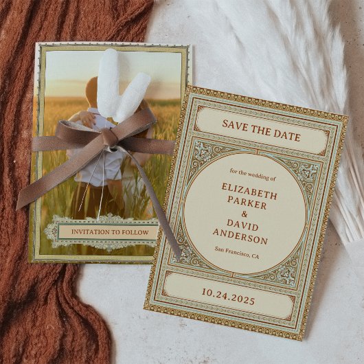 Bibliotheek | Elegante Klassieke Vintage Frame met Save The Date