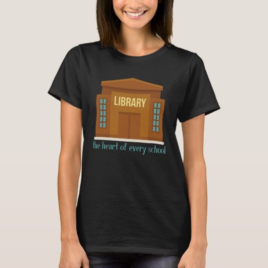 Bibliotheek en bibliotheek Hart van elke school T-shirt (Voorkant)