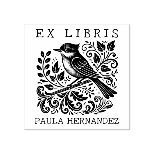  Bibliotheek Ex Libris Bird Rubberstempel (Afrduk)