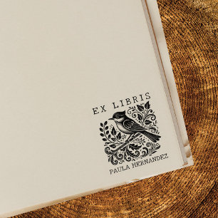 Bibliotheek Ex Libris Vogel Vintage Rubberstempel