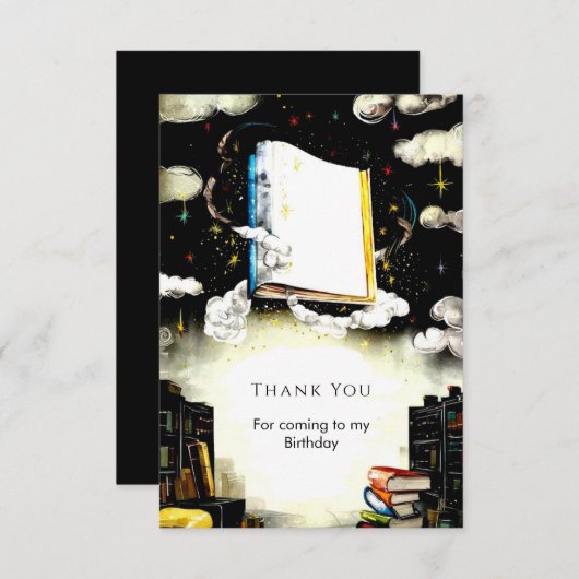Bibliotheek Fairytale Custom Storybook Verjaardag Bedankkaart (Voorkant / Achterkant)