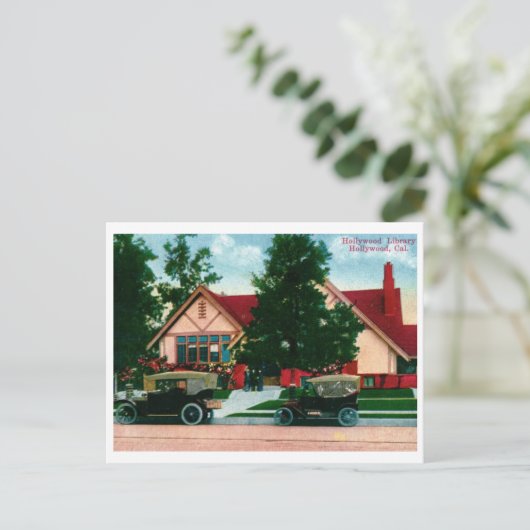 Bibliotheek, Hollywood, CA Vintage Briefkaart (Staand voorkant)