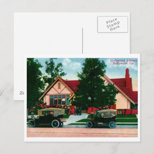 Bibliotheek, Hollywood, CA Vintage Briefkaart (Voorkant / Achterkant)