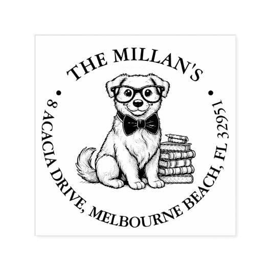 Bibliotheek hondenliefhebber thema  zelfinktende stempel (Design)