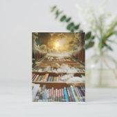 Bibliotheek in de lucht briefkaart (Staand voorkant)