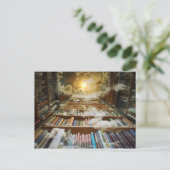 Bibliotheek in de lucht briefkaart (Staand voorkant)