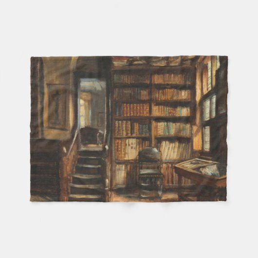  Bibliotheek Interieur Scène Fleece Deken (Voorkant (Horizontaal))