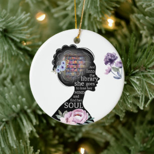 Bibliotheek is haar heiligdom - Inspirerend lezer Keramisch Ornament