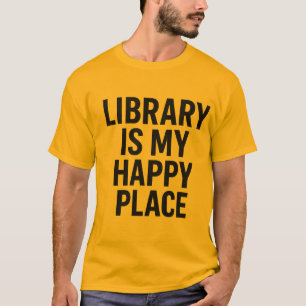 Bibliotheek is mijn gelukkige plek - Gezellig boek T-shirt