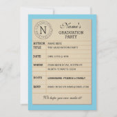 Bibliotheek Kaart Afstudeerfeest Blauw Boek Uitnod (Voorkant)