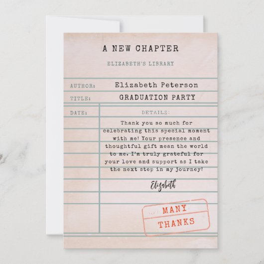  Bibliotheek Kaart Afstuderen Dank u kaart (Voorkant)