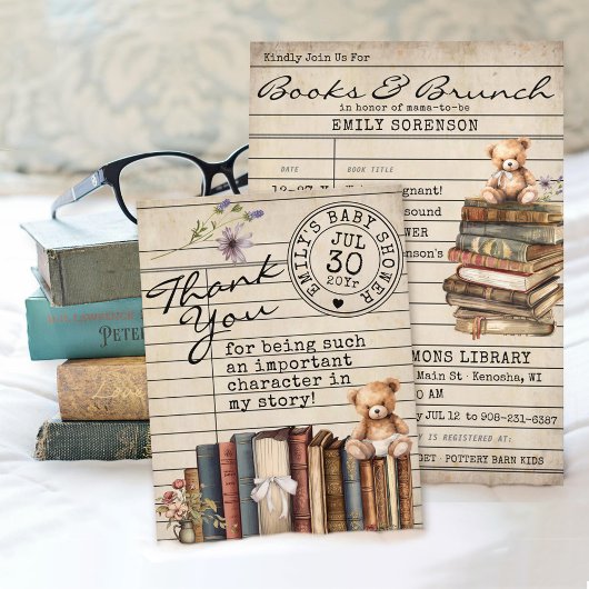  Bibliotheek Kaart Bloemenboeken Beer Baby shower