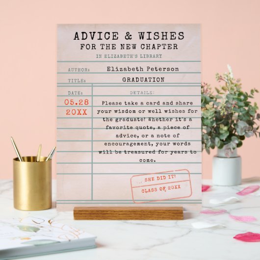 Bibliotheek Kaart Boek Thema Afstuderen Adviezen W Acryl Bord (Huwelijk)