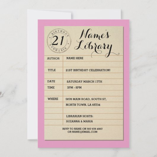 Bibliotheek Kaart Boek Verjaardagsfeest Roze Uitno (Voorkant)