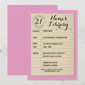 Bibliotheek Kaart Boek Verjaardagsfeest Roze Uitno (Voorkant / Achterkant)