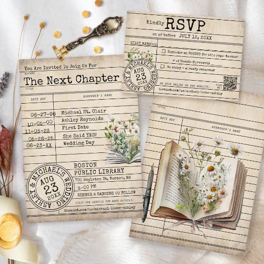  Bibliotheek Kaart Boeken Huwelijksuitnodiging