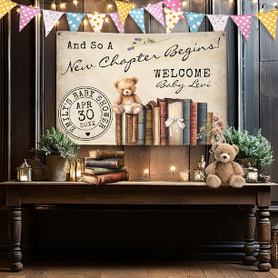 Bibliotheek Kaart Boeken Teddy Bear Baby shower Spandoek