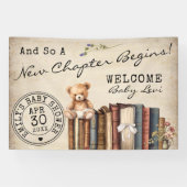 Bibliotheek Kaart Boeken Teddy Bear Baby shower Spandoek (Horizontaal)