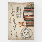 Bibliotheek Kaart Boeken Teddy Bear Baby shower Spandoek (Verticaal)