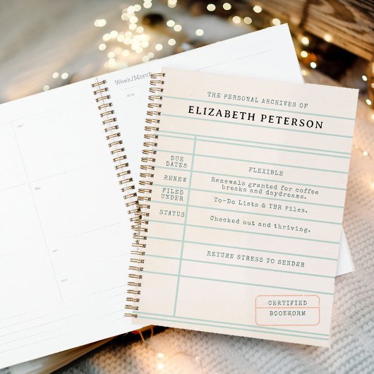 Bibliotheek Kaart Bookworm Bookish Funny Gift Planner