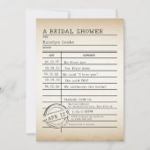 Bibliotheek Kaart Bruids Douche Uitnodiging (Voorkant)