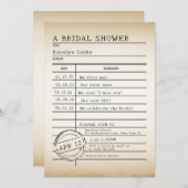 Bibliotheek Kaart Bruids Douche Uitnodiging (Voorkant / Achterkant)