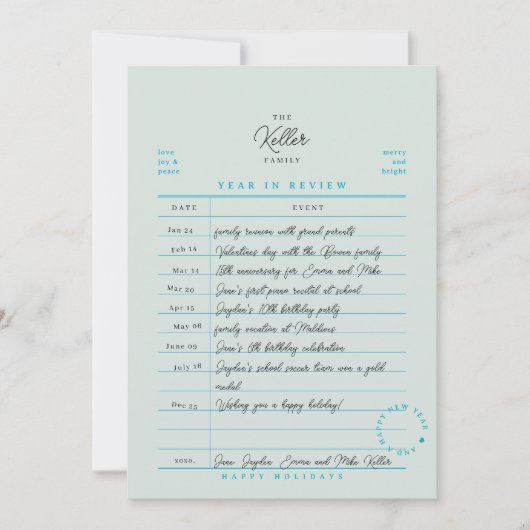 Bibliotheek Kaart Jaar in Review Flat Holiday Kaar (Voorkant)