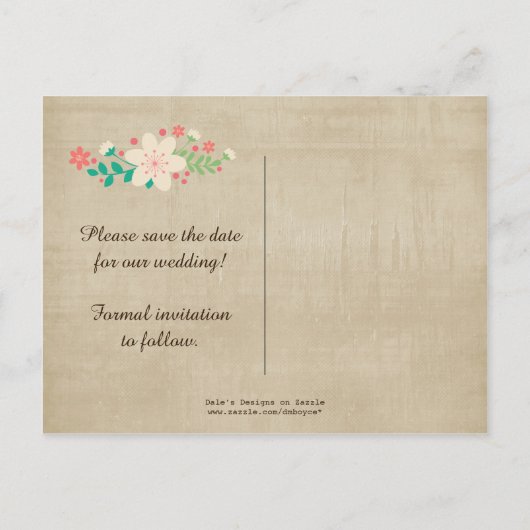 Bibliotheek Kaart Wildflowers Bewaar de datum (Achterkant)