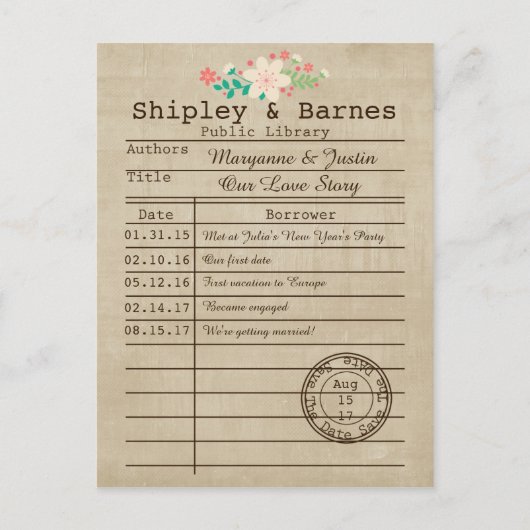 Bibliotheek Kaart Wildflowers Bewaar de datum (Voorkant)