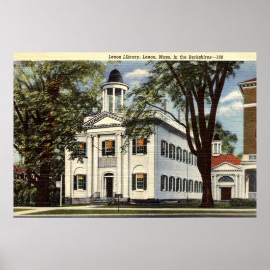 Bibliotheek, Lenox, Massachusetts 1932 Vintage Poster (Voorkant)