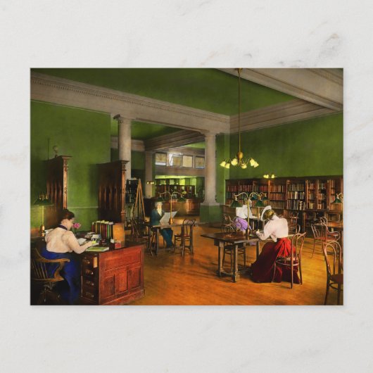 Bibliotheek - Lezen van volwassenen 1900 Briefkaart (Voorkant)