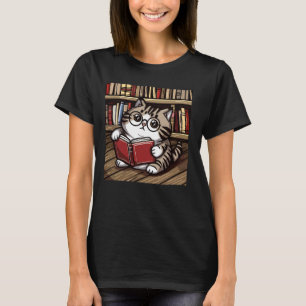 Bibliotheek Lover Kitten Pet Book Reader Bookworm  T-shirt