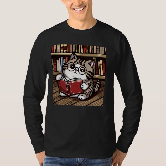 Bibliotheek Lover Kitten Pet Book Reader Bookworm T-shirt (Voorkant)