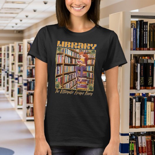 Bibliotheek met de Ultimate Escape Room T-Shirt